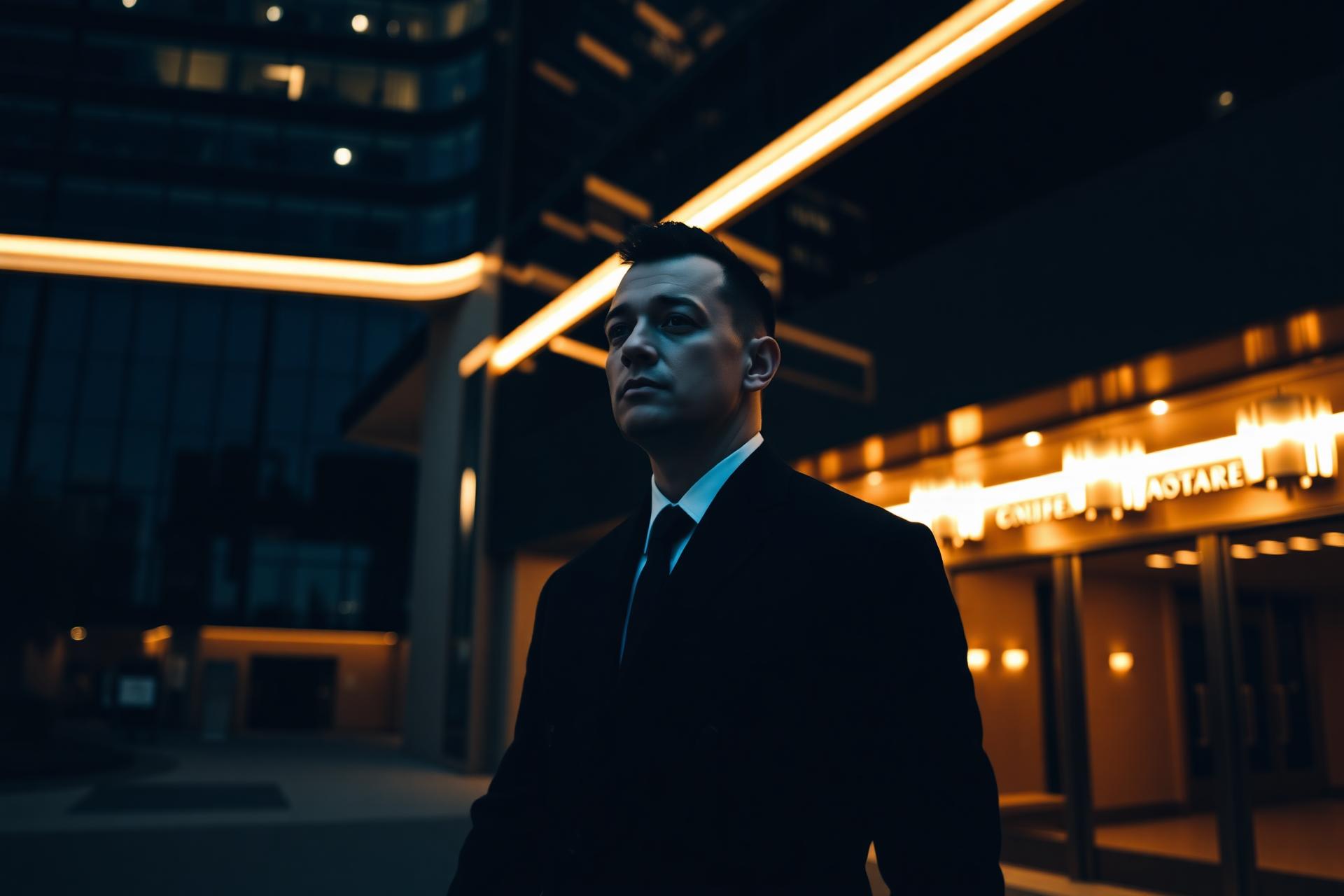 Security officer at a luxury hotel entrance